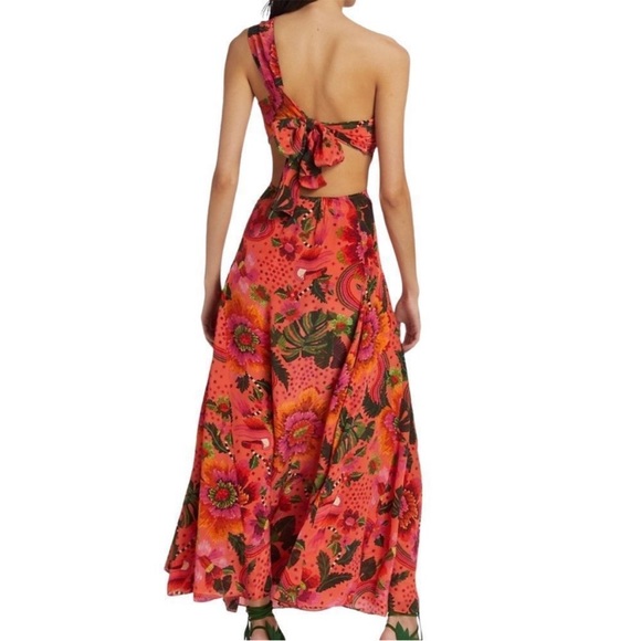 New FARM Rio Blooming Garden One Shoulder Maxi Dress Size L Worn Once - Picture 3 of 9